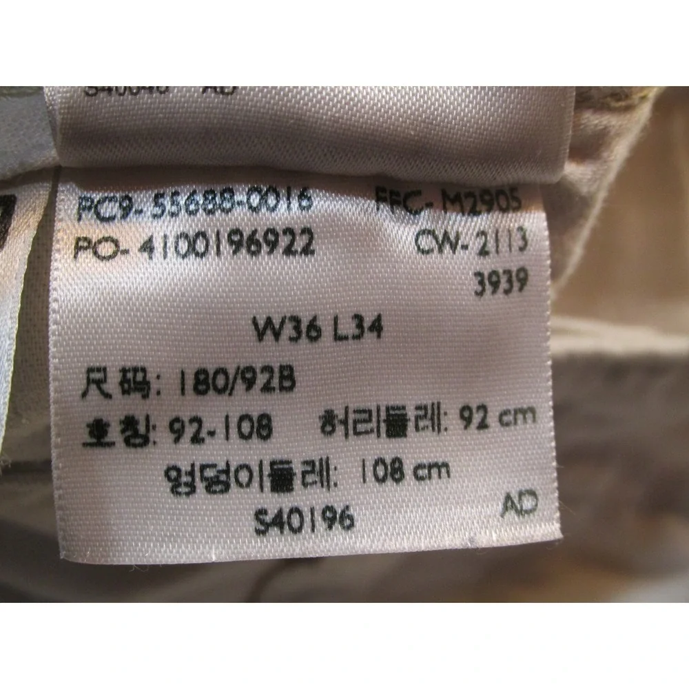 Levi Strauss Men 36x32 White Khaki Chino Pants Flat Front Mid Rise Straight